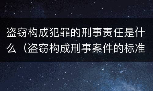 盗窃构成犯罪的刑事责任是什么（盗窃构成刑事案件的标准）