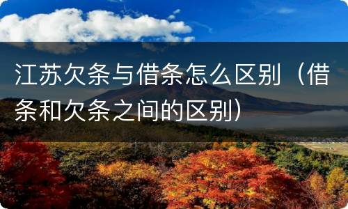 江苏欠条与借条怎么区别（借条和欠条之间的区别）
