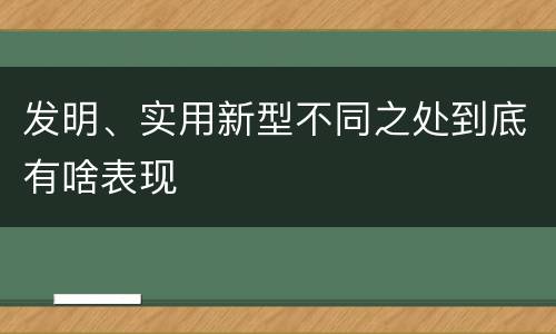 发明、实用新型不同之处到底有啥表现