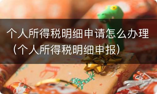 个人所得税明细申请怎么办理（个人所得税明细申报）
