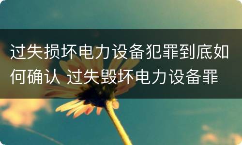 过失损坏电力设备犯罪到底如何确认 过失毁坏电力设备罪