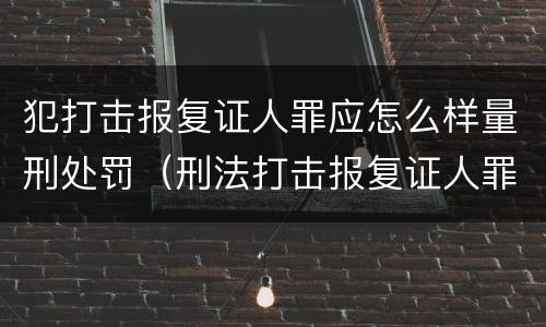 犯打击报复证人罪应怎么样量刑处罚（刑法打击报复证人罪）
