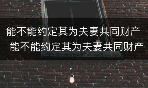 能不能约定其为夫妻共同财产 能不能约定其为夫妻共同财产的条件