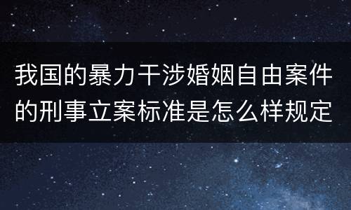 我国的暴力干涉婚姻自由案件的刑事立案标准是怎么样规定