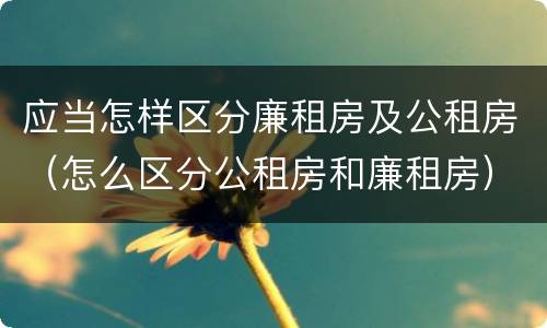 应当怎样区分廉租房及公租房（怎么区分公租房和廉租房）