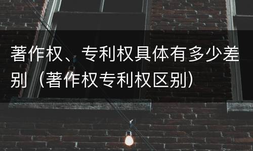 著作权、专利权具体有多少差别（著作权专利权区别）