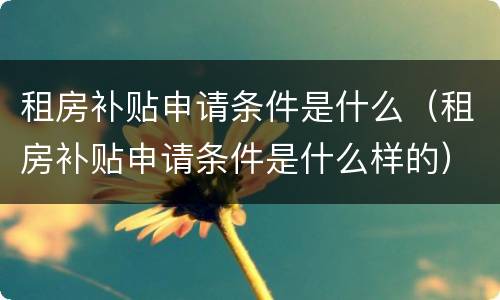 租房补贴申请条件是什么（租房补贴申请条件是什么样的）