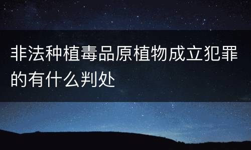 非法种植毒品原植物成立犯罪的有什么判处