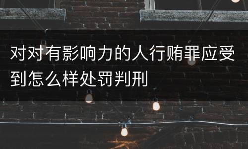对对有影响力的人行贿罪应受到怎么样处罚判刑