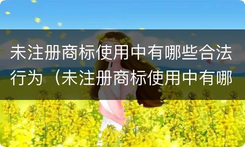 未注册商标使用中有哪些合法行为（未注册商标使用中有哪些合法行为呢）