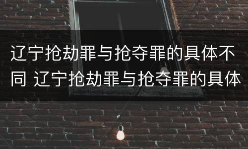 辽宁抢劫罪与抢夺罪的具体不同 辽宁抢劫罪与抢夺罪的具体不同之处