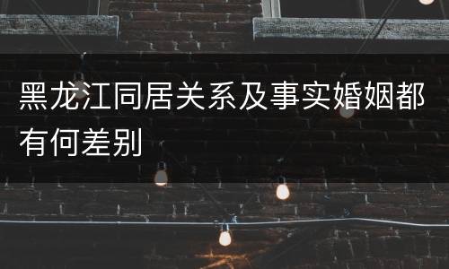 黑龙江同居关系及事实婚姻都有何差别