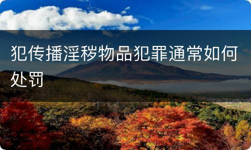 犯传播淫秽物品犯罪通常如何处罚