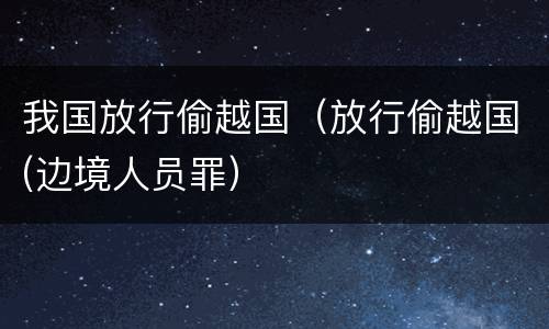 我国放行偷越国（放行偷越国(边境人员罪）