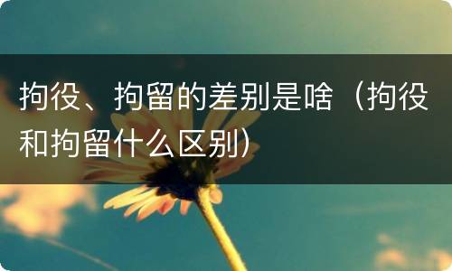 拘役、拘留的差别是啥（拘役和拘留什么区别）