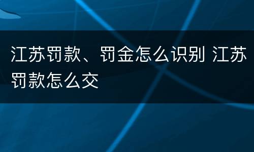 江苏罚款、罚金怎么识别 江苏罚款怎么交