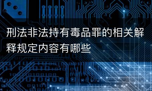 刑法非法持有毒品罪的相关解释规定内容有哪些