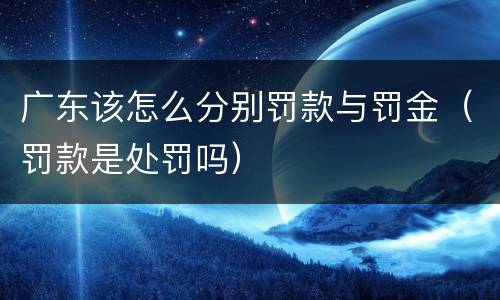 广东该怎么分别罚款与罚金（罚款是处罚吗）