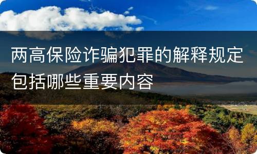 两高保险诈骗犯罪的解释规定包括哪些重要内容