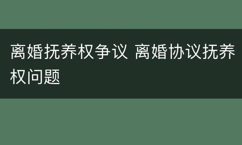 离婚抚养权争议 离婚协议抚养权问题