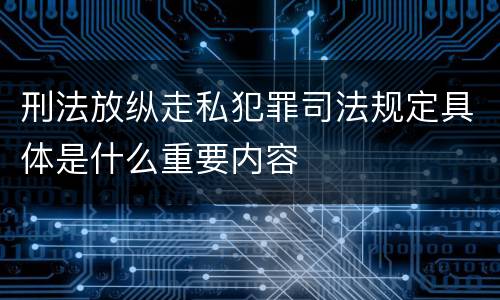 刑法放纵走私犯罪司法规定具体是什么重要内容