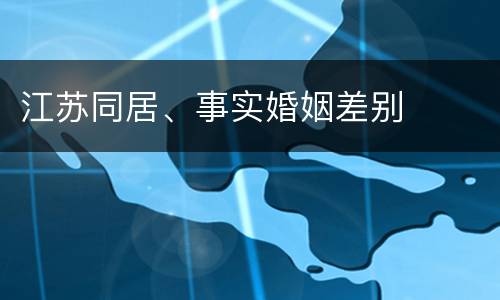 江苏同居、事实婚姻差别