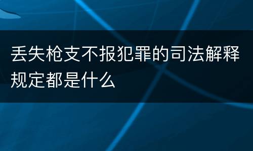 丢失枪支不报犯罪的司法解释规定都是什么