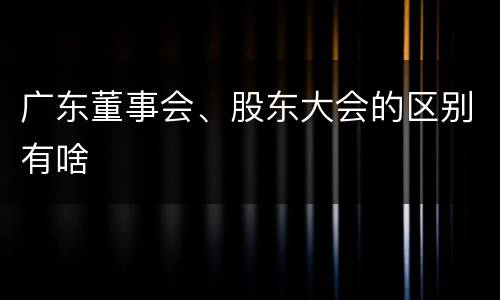 广东董事会、股东大会的区别有啥
