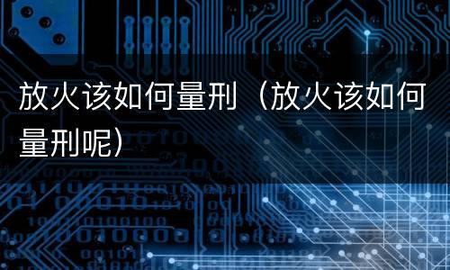 放火该如何量刑（放火该如何量刑呢）