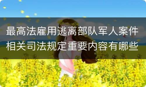 最高法雇用逃离部队军人案件相关司法规定重要内容有哪些