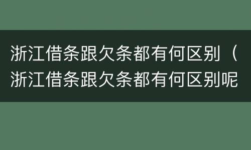 浙江借条跟欠条都有何区别（浙江借条跟欠条都有何区别呢）