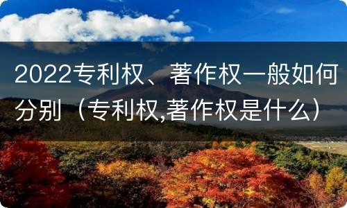 2022专利权、著作权一般如何分别（专利权,著作权是什么）
