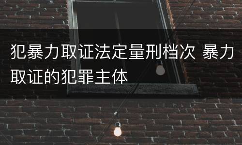犯暴力取证法定量刑档次 暴力取证的犯罪主体