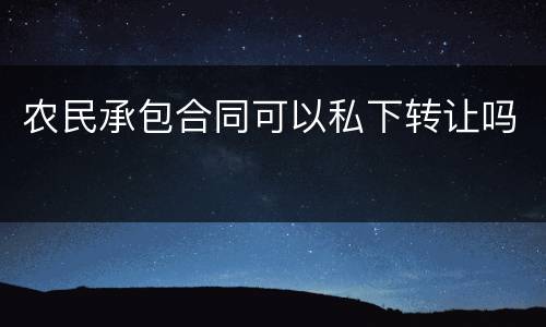 农民承包合同可以私下转让吗