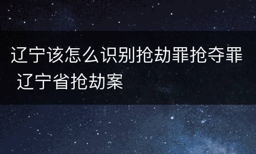 辽宁该怎么识别抢劫罪抢夺罪 辽宁省抢劫案