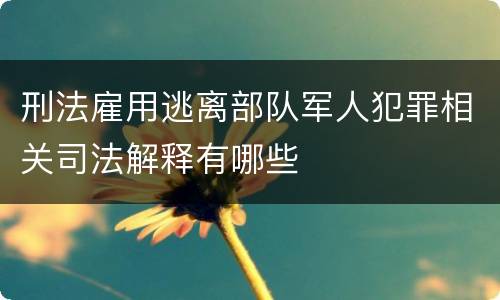 刑法雇用逃离部队军人犯罪相关司法解释有哪些