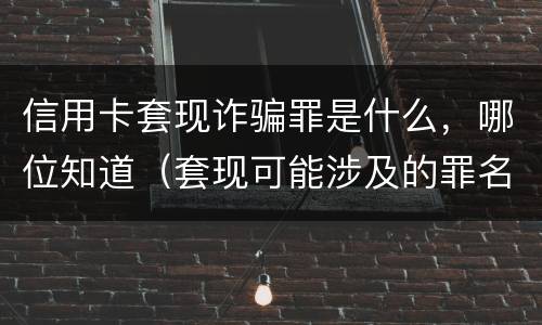 信用卡套现诈骗罪是什么，哪位知道（套现可能涉及的罪名信用卡诈骗罪）