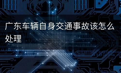 广东车辆自身交通事故该怎么处理