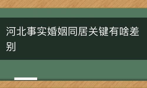 河北事实婚姻同居关键有啥差别