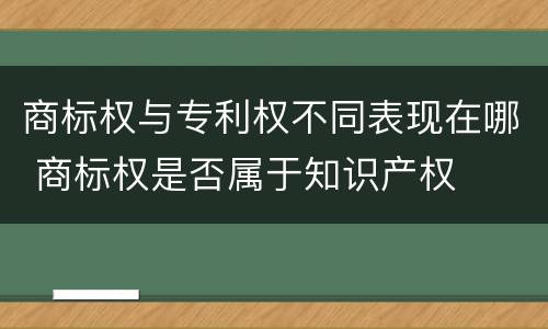 商标权与专利权不同表现在哪 商标权是否属于知识产权