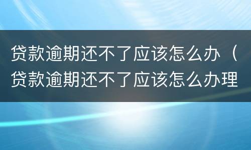 贷款逾期还不了应该怎么办（贷款逾期还不了应该怎么办理）