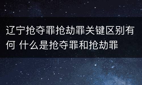 辽宁抢夺罪抢劫罪关键区别有何 什么是抢夺罪和抢劫罪
