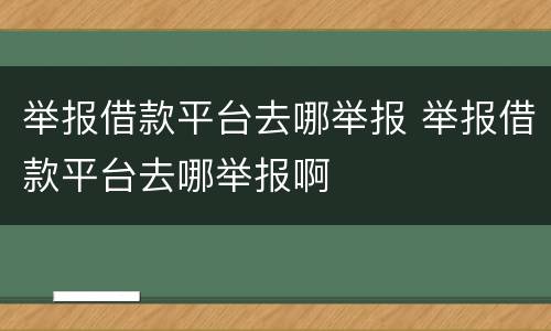 举报借款平台去哪举报 举报借款平台去哪举报啊