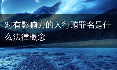 对有影响力的人行贿罪名是什么法律概念