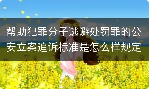 帮助犯罪分子逃避处罚罪的公安立案追诉标准是怎么样规定