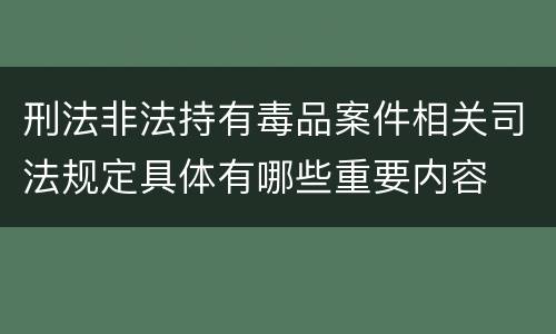 刑法非法持有毒品案件相关司法规定具体有哪些重要内容