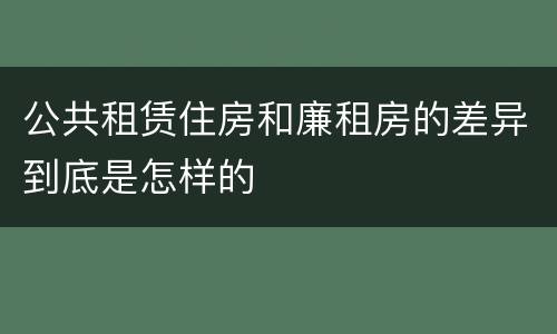 公共租赁住房和廉租房的差异到底是怎样的