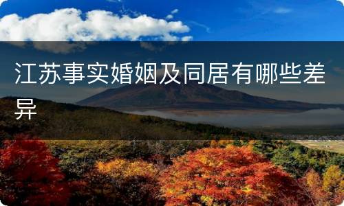 江苏事实婚姻及同居有哪些差异