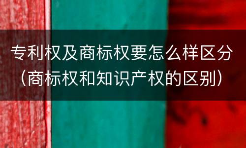 专利权及商标权要怎么样区分（商标权和知识产权的区别）