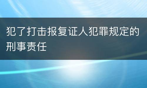 犯了打击报复证人犯罪规定的刑事责任
